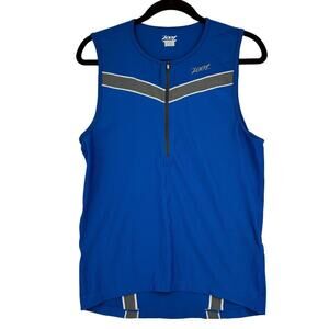 Zoot Women's Cycling Jersey Sleeveless Half Zip Athletic Tank Blue Gray Size L
